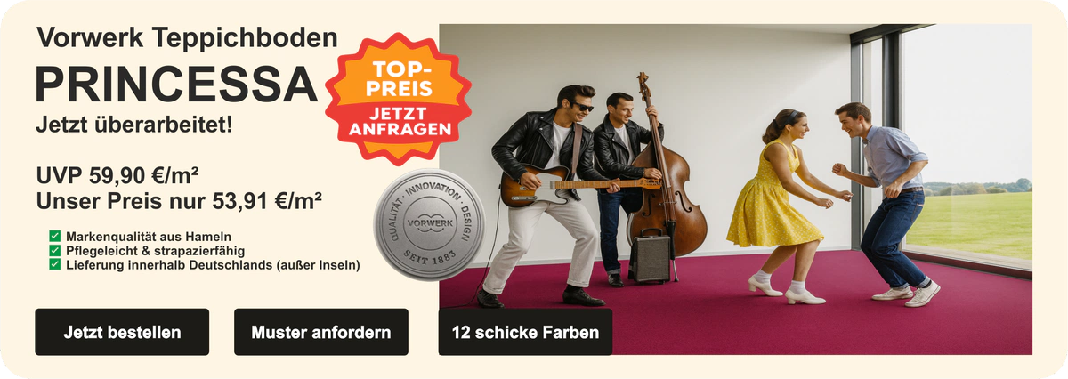 „Kategoriebild Vorwerk Princessa Teppichboden ab 5 m² , Querformat“